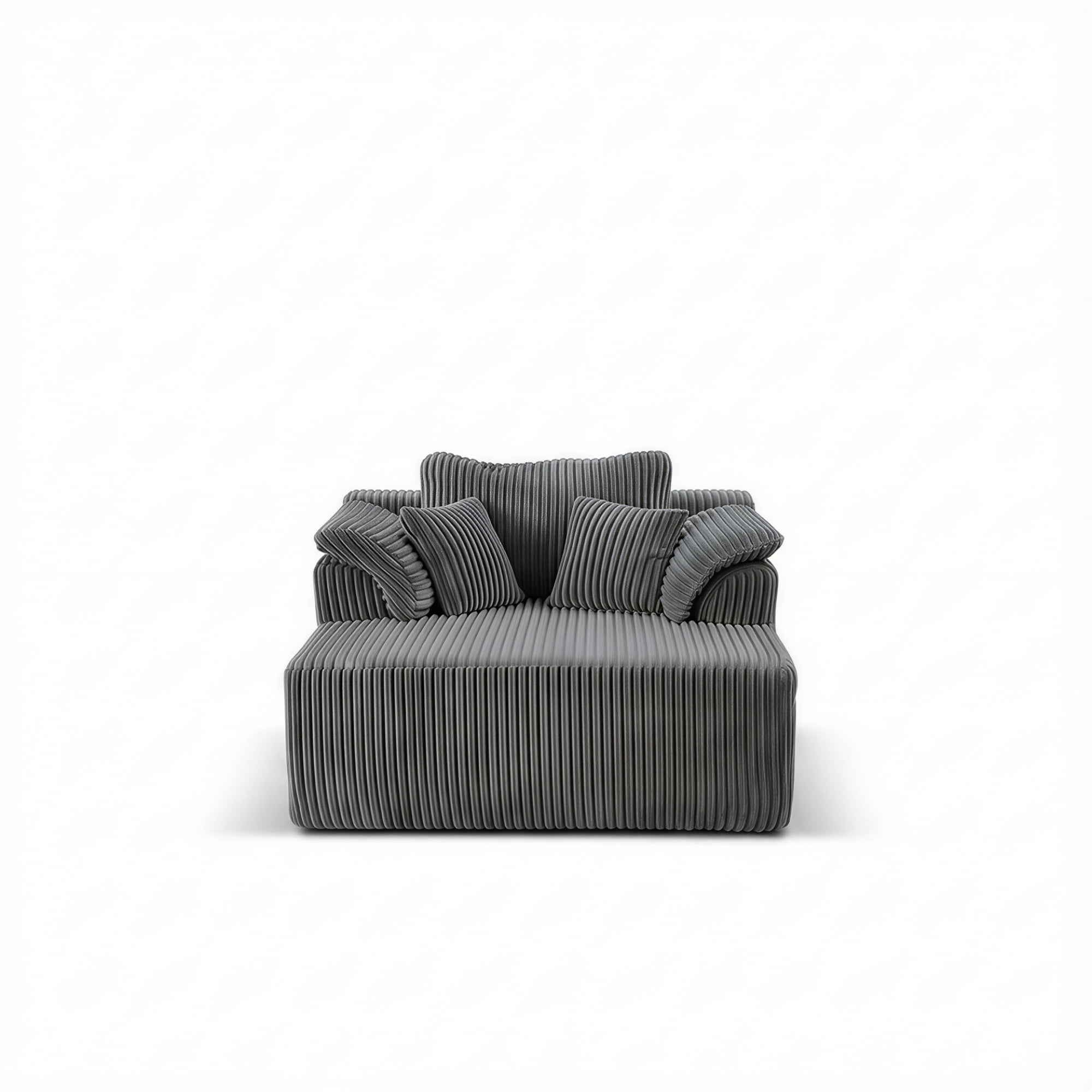 Leumius Oversized Chaise Lounge Chair Indoor,Corduroy Upholstered Boneless Sofa Bed,Modern Deep Seat Cloud Sofa Couch with Back Cushion and Pillows for Living Room, No Assembly Required,Antique Gray