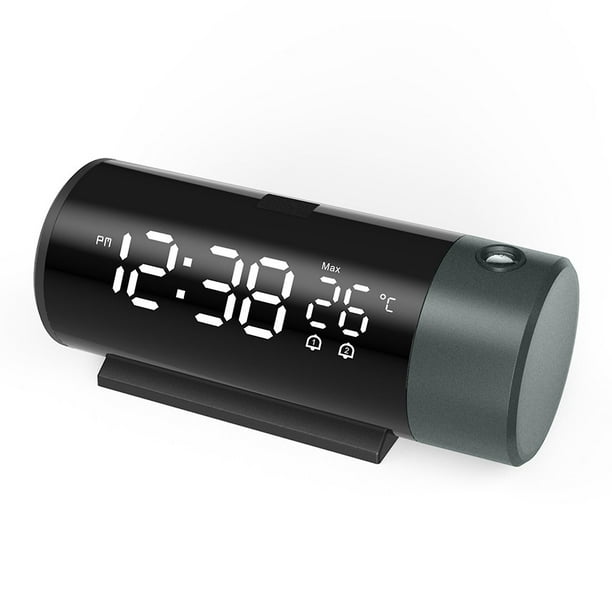 180 Degree Rotation Digital Projection Alarm Clock Time Temperature Projection Table Clock for Home Bedroom Electronic LED Clock