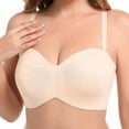 thumbnail image 4 of YWDJ Lounge Bras for Women Comfort Comfy Bras Underwire Lounge Bras Adjustable Straps Full Coverage Push up Wrap Comfortable Bras Padded Plus Size Comfy Bras Bras Beige 85F, 4 of 9