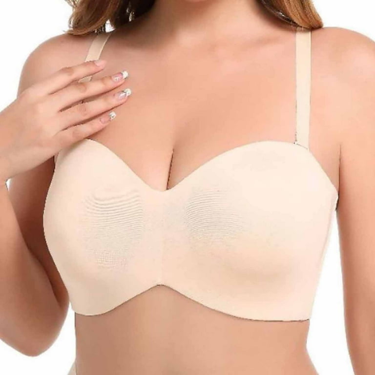 Bigersell Strapless Bras for Plus Size Women Bandeau Bra with Underwire  Ladies Push-up Bras Detachable Straps Tube Tops Bra Convertible Bras  Women’s
