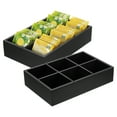 thumbnail image 1 of Organizador de bolsas de té Uxcell, caja de té de madera de pino con 6 compartimentos y mango, soporte organizador de almacenamiento para bolsas de té, suministros de bebidas, paquete de azúcar, negro, 1 of 7