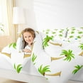 thumbnail image 4 of jejeloiu Cartoon Coconut Tree Bedding Comforter Set,Hawaii Summer Holiday Twin Comforter Sets,Green White Bedding Set For Boys Girls,Ultra Soft Home Decor Reversible,2pcs, 4 of 8