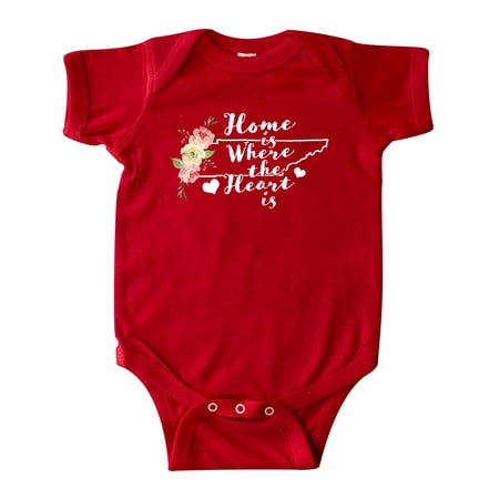

Inktastic Tennessee Home is Where The Heart is with Watercolor Floral Gift Baby Girl Bodysuit