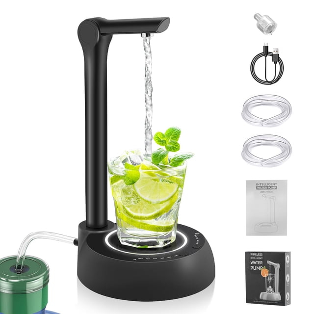 Dispensador de Agua Potable con USB Carga,Luz Nocturna y Indicadora,1800mAh,Salida Ajustable 125°,Regulación de Nivel de Agua de 7 Posiciones,Bomba de Agua de Escritorio,Adecuado Pa