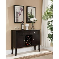 Kings Brand Furniture - Morovis Wine Cabinet Breakfront Buffet Storage Console Table, Dark Cherry
