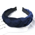 thumbnail image 2 of XASZHN Textured Braided Velvet Wide Headband for Women Solid Color Hair Accessory with Ribbon Detail Navy_001 One Size, 2 of 5