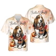 thumbnail image 3 of Hello Fall Basset Hound Scarf Welcome Autumn with Leaves Pumpkins Hawaiian Shirt Breathable Summer Unisex Merch Bassets Dog Breed Lovers Gifts Idea - 00011, 3 of 6