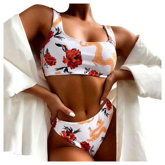 Babysbule Swimsuits for Women Women Solid Bikini Set Push-Up Padded Swimwear Bathing Swimsuit Beachwear