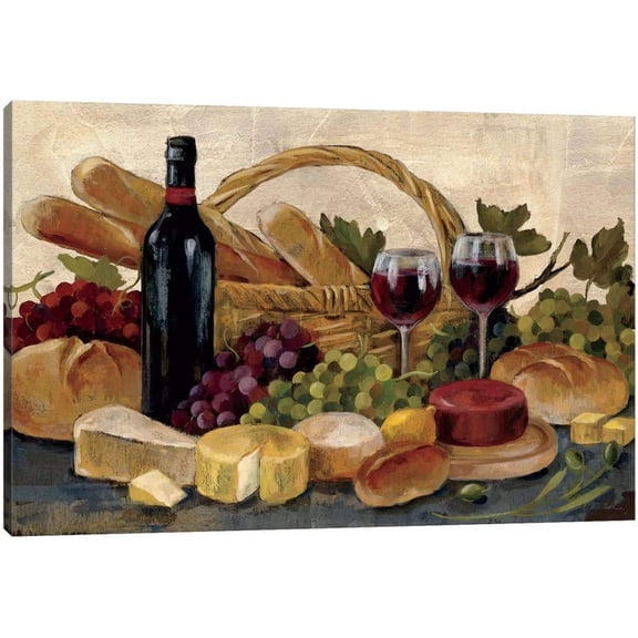 Kitchen Canvas Wall Art Retro Red Wine & Grape Picture Dining Room Canvas Painting for Home Wall Decor, Red Wine & Wine Glass Framed Artwork for Kitchen Restaurant Decoration Ready to Hang(12"Hx18"W)