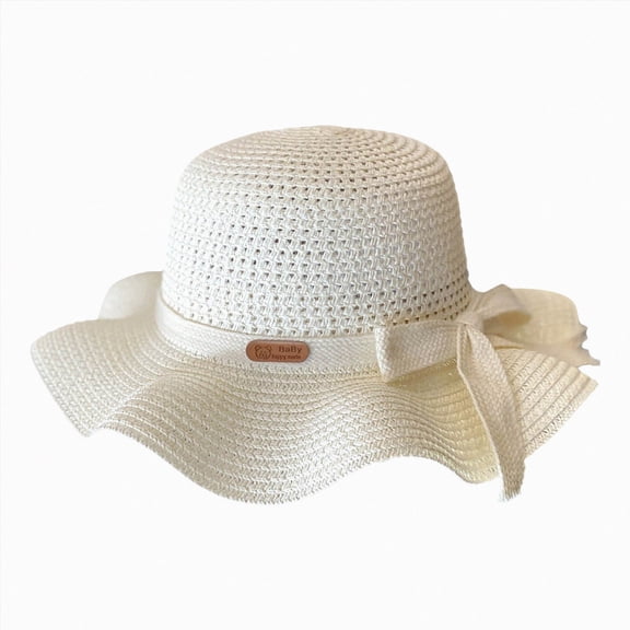 Ccpelsie Kids Baby Sun Hat UPF 50 Toddler Summer Bucket Hat for Boys Girls 0-7 Years White