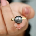 thumbnail image 4 of Rosec Jewels Black Tahitian Pearl Solitaire Ring with Diamond, Designer Ring (10 mm, 7.75 CT), 10K Yellow Gold, US 4.50, 4 of 7