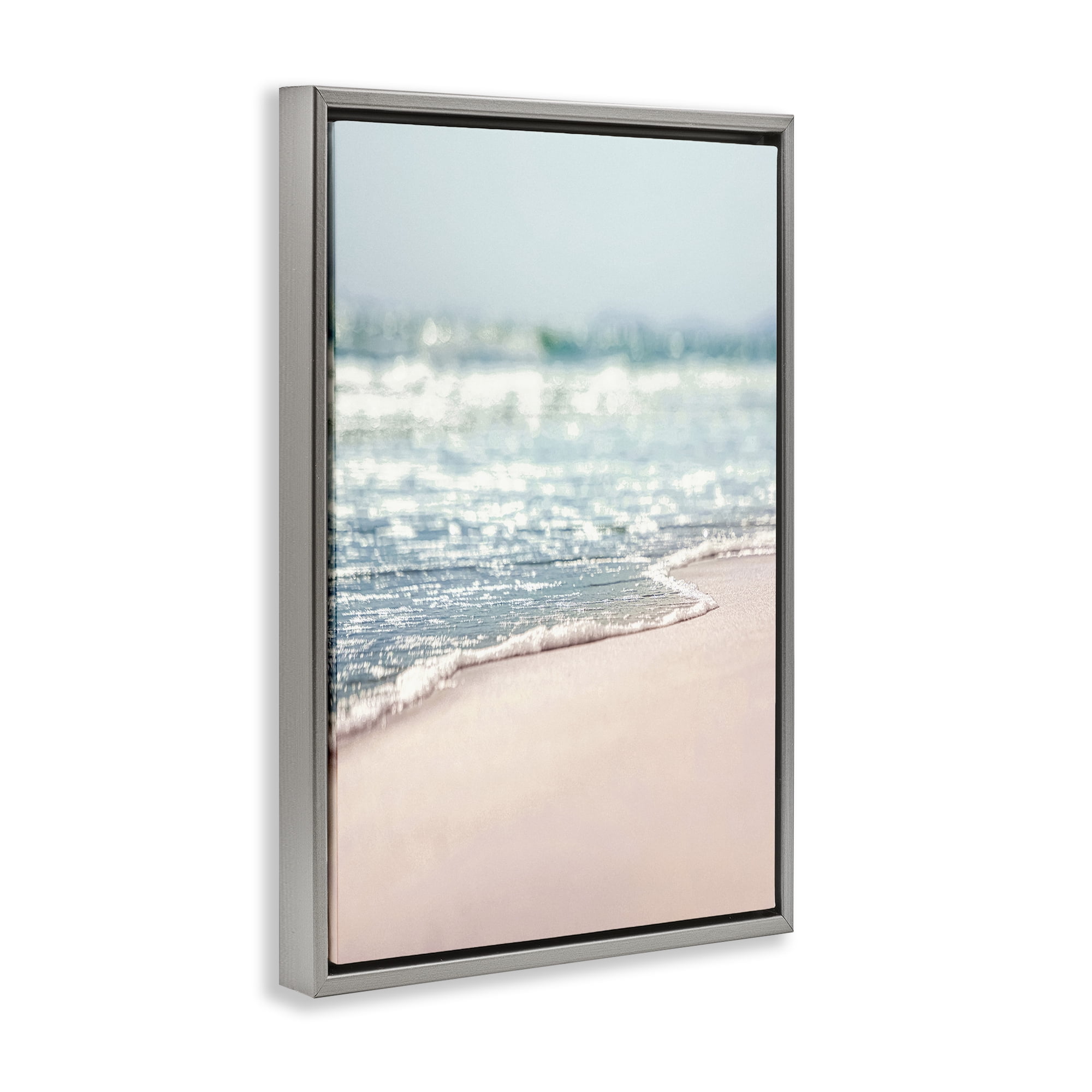 Stupell Industries California Summer Waves Nautical & Beach Photography Gray Floater Framed Canvas Art Print Wall Art, 21 x 31
