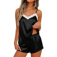 thumbnail image 2 of Frostluinai Women's Comfy Pajama Sets 2 Piece Pjs Satin Lace Trim Cami Top and Shorts Sleepwear Set Womens Loungewear Set S-XXL, 2 of 7