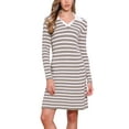thumbnail image 1 of VESTIDO DE SUÉTER INSPIRADOR CHIC para Mujeres Casual de Manga Larga con Rayas Cuello en V A Línea por Encima de la Rodilla Tejido Acanalado M Camel Blanco, 1 of 6