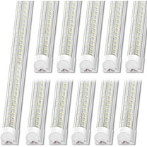 LED Shop Light, 8FT 120W 18800LM 5000K, Daylight White, V Shape, Clear Cover, Hight Output, Linkable , T8 LED Tube Lights, for Garage 8 Foot with Plug (Pack of 10)
