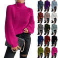 thumbnail image 7 of Oversized Winter Sweater Women High Neck Polyester Knit Top Thick Pullover Long Sleeves Cable Weaving Casual Loose Fit, 7 of 7