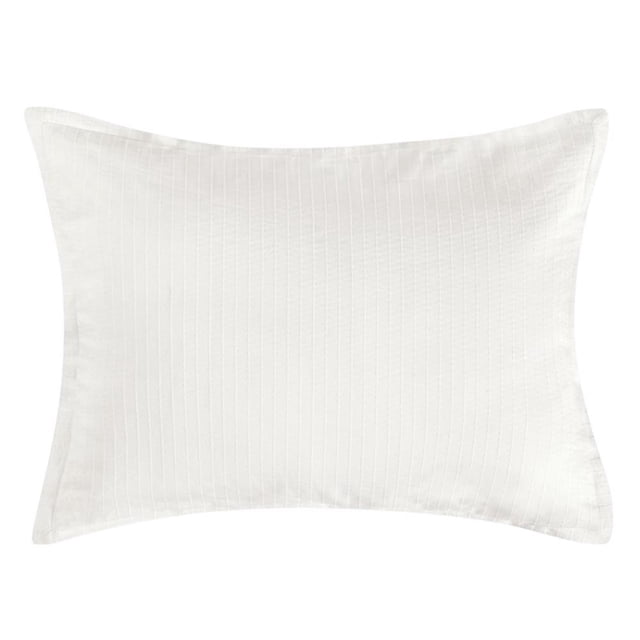 Pemberly Row Transitional Woven Stitch Design Cotton White Standard Sham