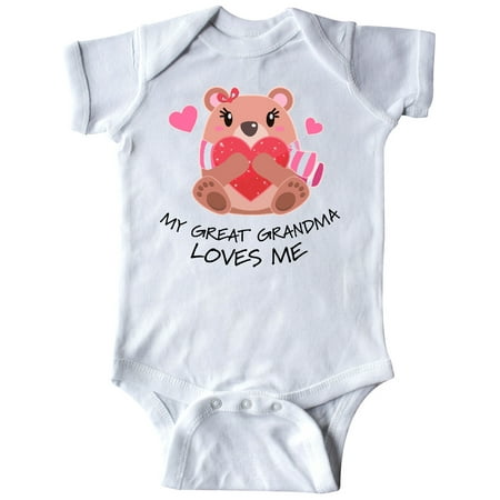 

Inktastic My Great Grandma Loves me- bear and hearts Gift Baby Boy or Baby Girl Bodysuit