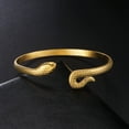 thumbnail image 3 of Snake Bangles for Women Men Luxury 14K Yellow Gold Animal Snake Cuff Bracelets Adjustable Gothic Party Jewelry Gift, 3 of 10