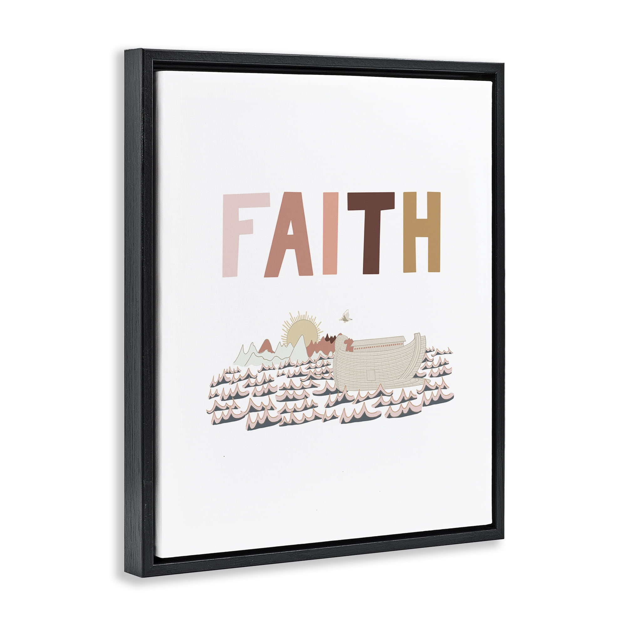 Stupell Industries Noah's Ark Faith Religious Painting Black Floater Framed Art Print Wall Art, 17 x 21