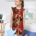 thumbnail image 4 of Balery White And Red Daisy Cow Camisón de princesa para niñas, pijama de algodón con mangas abullonadas, suave y bonito.-XX-Large, 4 of 6