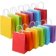 12 Pieces Kraft Paper Party Favor Gift Bags with Handle Assorted Colors (Rainbow)