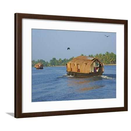 Houseboat for Tourists on the Backwaters, Allepey, Kerala, India, Asia Framed Print Wall Art By