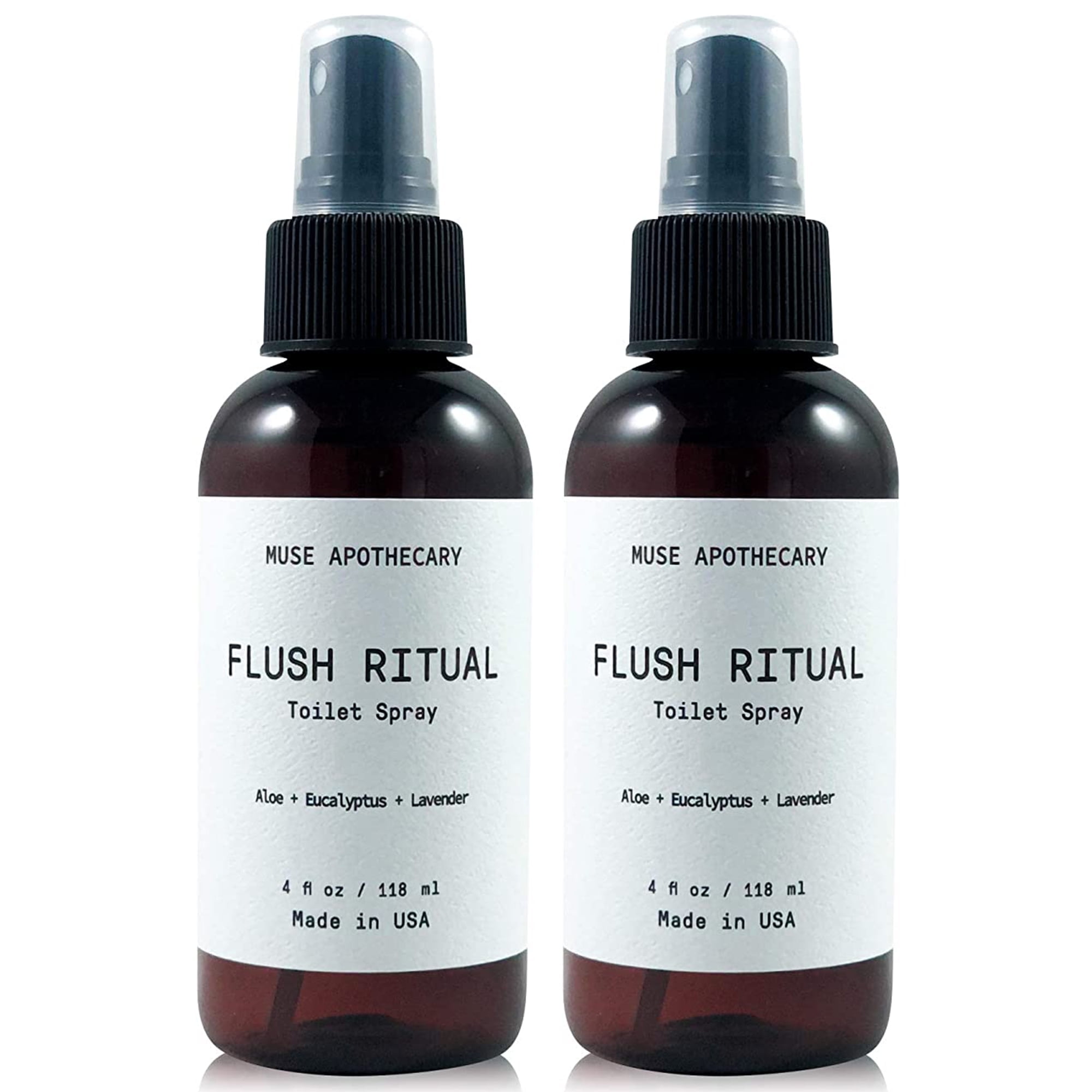 Muse Apothecary Flush Ritual Luxury Aromatherapy Toilet Bowl Spray Freshener Bathroom Deodorizer with Essential Oils 4 Oz 2-Pack
