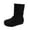 Black, variant on GobdXE Girls Mid Calf Boots Solid Faux Suede Ruched Shaft Flat Fall Winter Casual Shoes Brown,10-10.5 Years
