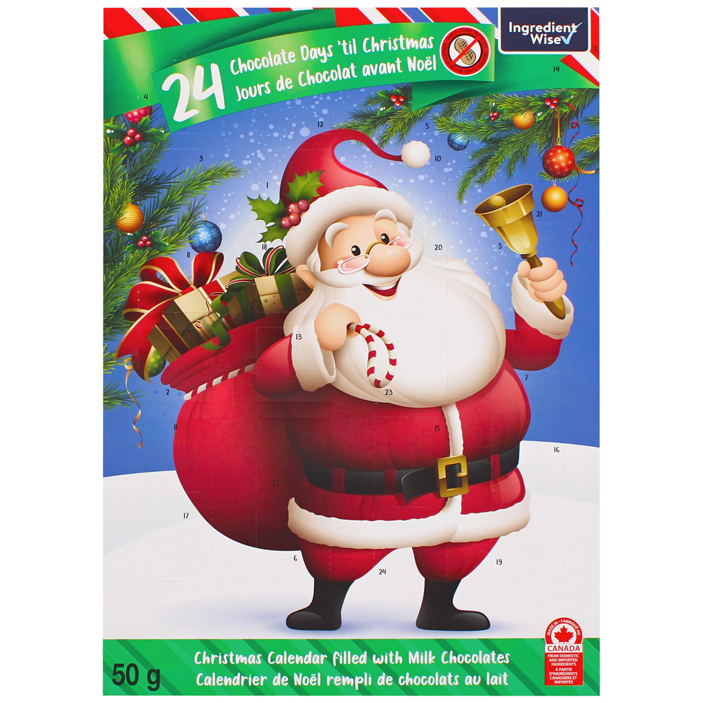 Great Value 24 Chocolate Days ‘til Christmas Advent Calendar., 50 g