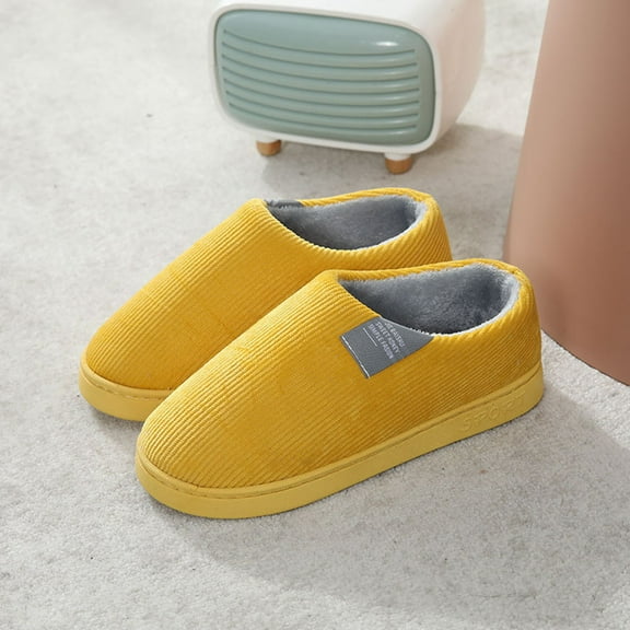 ZTTD Womens Slippers for Womens Men Warm Shoes Soft Plush House Slippers Flip Flop Yellow