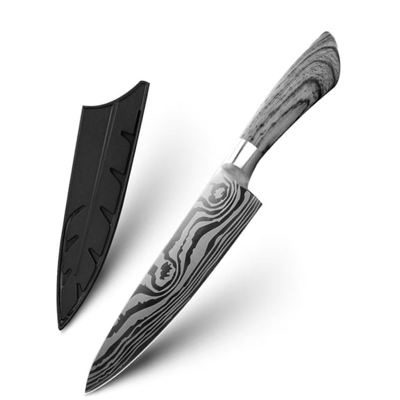 8" Chef Knife Damascus Laser Steel Sharp Japanese Knife Kitchen Meat Cutting Knife for Vegetables Fruit and Meat