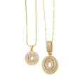 thumbnail image 1 of Full 26 Letter Pendant Necklace Women's Copper Round Flower Letter Set 2pc, 1 of 6
