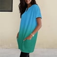 thumbnail image 6 of Duoif Women's Casual V Neck Short Sleeve Dress Loose Fit T Shirt Dress with Pockets Light Blue M, 6 of 9