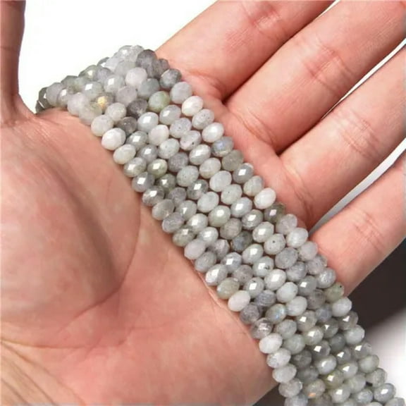 HOOUN 4x6mm Natural Gemstone Faceted Rondelle Spacer Loose Beads for Jewelry Making-1.A Labradorite-15 inches