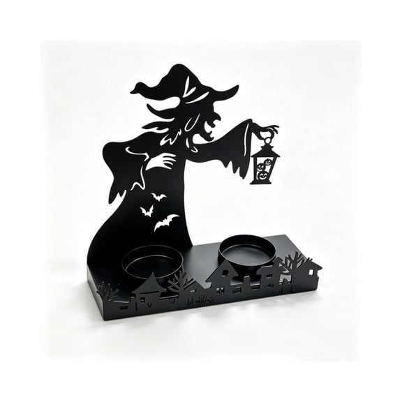 Halloween Witch Candlestick, Gothic Metal Candle Holder, Mysterious Tabletop Decor for Haunted House, Living Room, Porch, Indoor Halloween Themed Party Home Decor