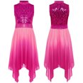thumbnail image 2 of CHICTRY Robe de Danse Sans Manches à Sequins pour Filles, Tunique de Culte Irrégulière, Rose Vif 10, 2 of 8