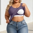 thumbnail image 2 of Loopsun Women Summer Tank Top Round Neck Sleeveless Ribbed Knit Built In Pad Plus Size Solid Tops, 2 of 5