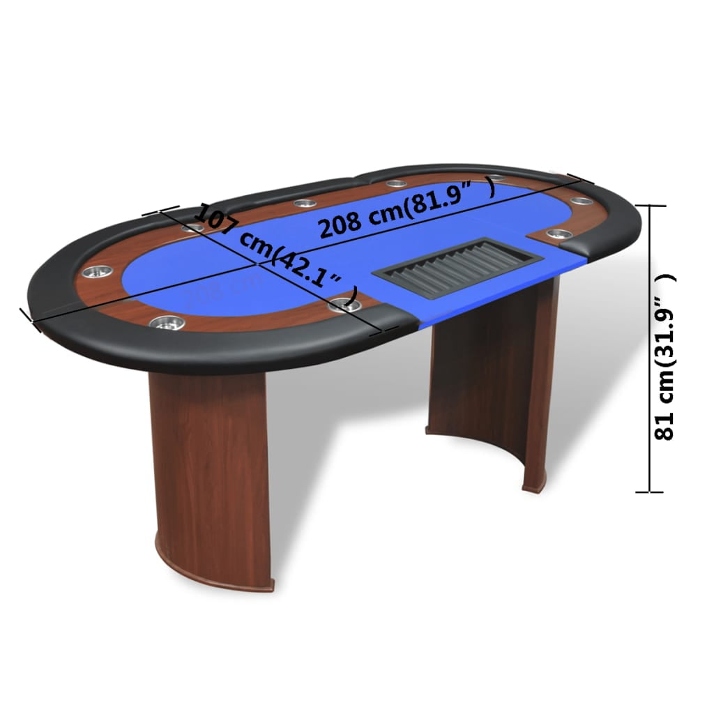Vidaxl 10 Player Poker Table With Dealer Area And Chip Tray Blue Walmart Com Vidaxl 10 Player Poker Table With Dealer Area And Chip Tray Blue Walmart Com