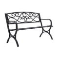 thumbnail image 5 of Abble Outdoor Steel Patio Bench, Cast Iron Scroll Back Garden Bench, 5 of 7