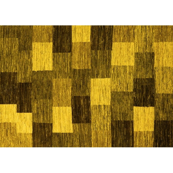 Ahgly Company Machine Washable Indoor Rectangle Abstract Yellow Modern Area Rugs, 8' x 12'