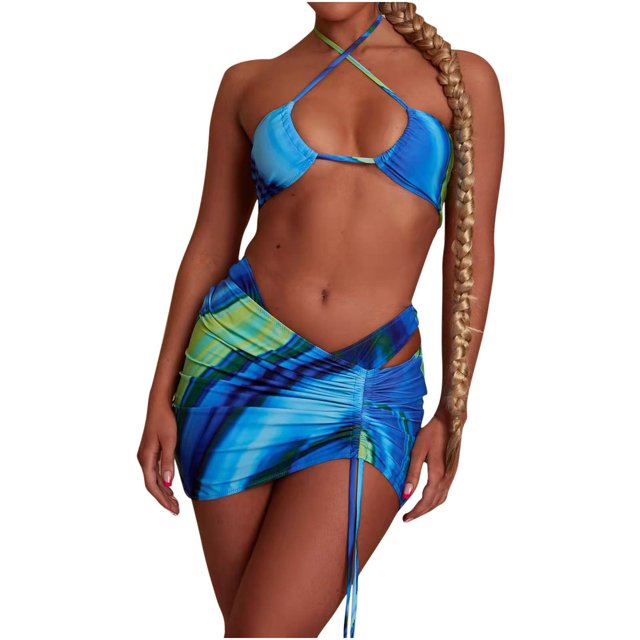 Conjunto de traje de baño de bikini con cordón sexy dividido para mujer Fridja nalpqowj52167