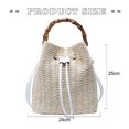 thumbnail image 2 of Bolso de paja con cordón y correa de crochet para verano, bolso bandolera tipo bandolera, 2 of 5