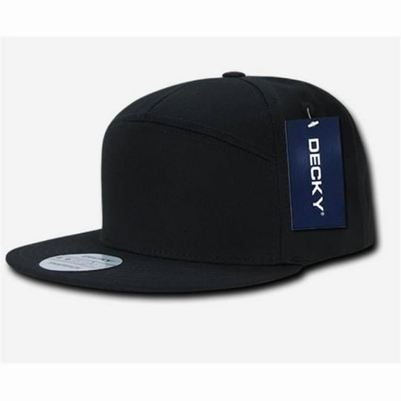 Decky 1098-BLK 7 Panel Cotton Snapbacks - Black