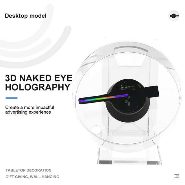 3D Hologram Projector Advertising Display Fan Advertisment Video Player 3D Naked Eye LED Photo Video Fan with Bright LED Beads Remote Control and Acrylic Base for Business Shop Store Bars E