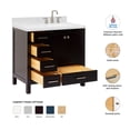thumbnail image 3 of ARIEL Cambridge 36 Inch Espresso Bathroom Vanity with Sink, Solid Wood, Carrara White Quartz Countertop, 1.5-Inch Edge, Right Rectangular Undermount Sink, 2 Soft Closing Doors, 5 Drawers, 3 of 10