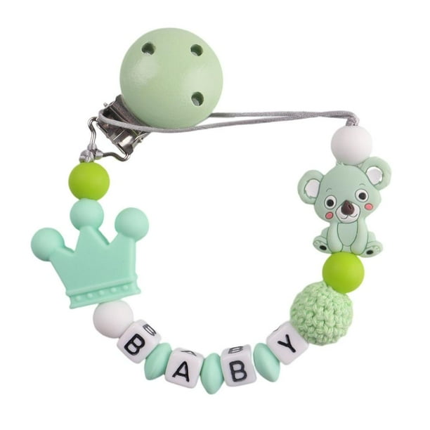 Cadena de mordedor No tóxico Chupete Clips Diseño de prevención de pérdidas para niños Bebé (Verde)