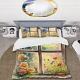 thumbnail image 2 of Designart "Floral Window Summer Sunset II" Farm Windows Bedding Covert Set - Traditional Beige Farm Bed Set With 2 Shams, 2 of 6