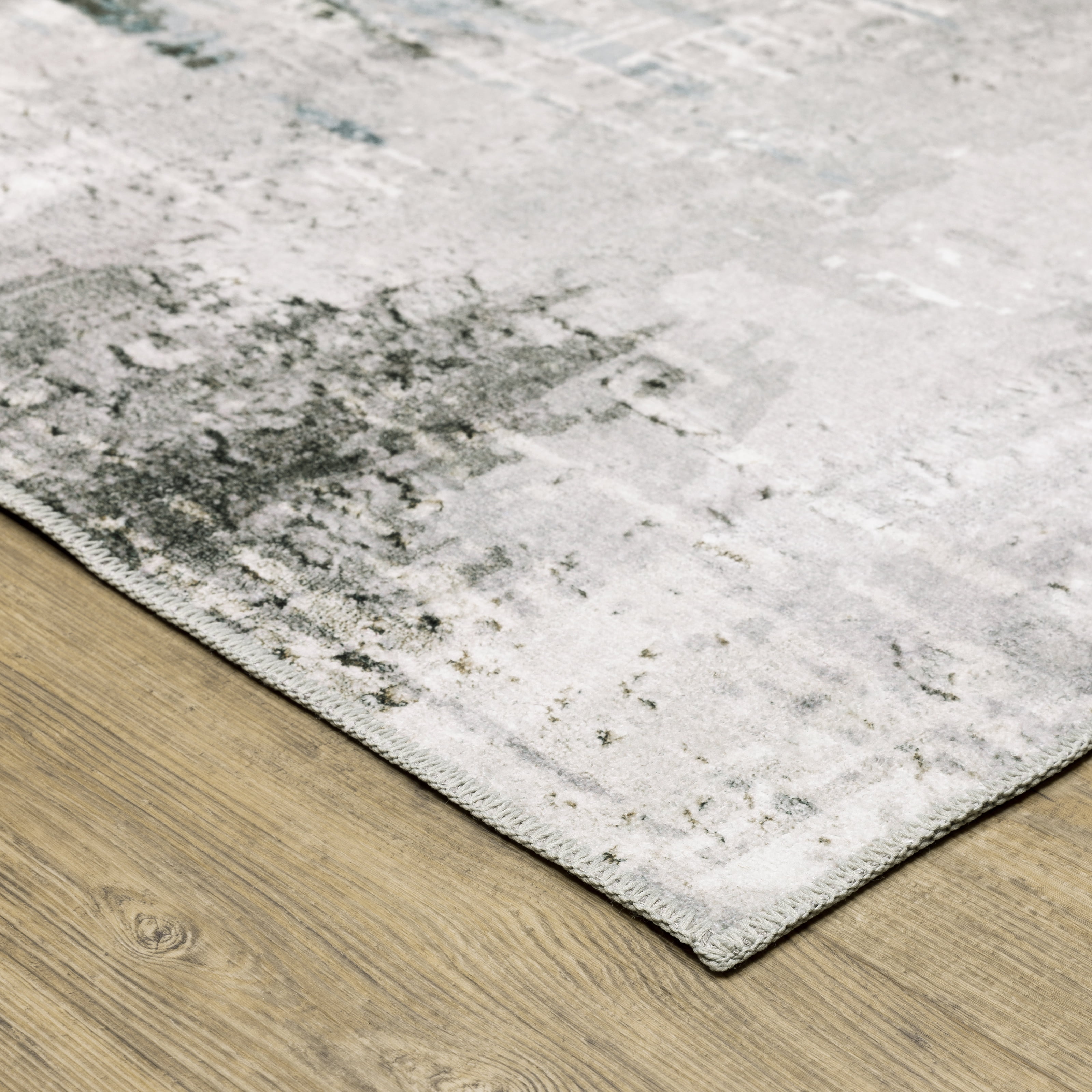 Avalon Home Marlowe Washable Modern Abstract Grey/ Teal Indoor Area Rug