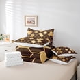 thumbnail image 5 of Homewish Fashion Abstract Bedding Comforter Set 7pcs for Teen, Modern Honeycomb Queen Bedding Sets, Brown Gold Checkered Reversible Queen Sheet Sets, Breathable Home Decor, 5 of 7